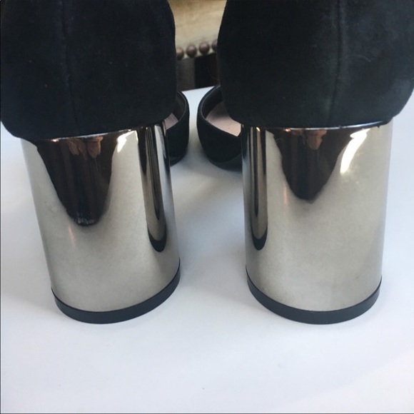TopShop Jagga round toe‎ suede metallic block round heel size 8 NEW - Picture 6 of 7